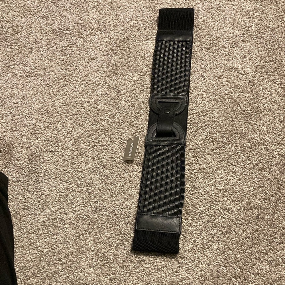 New women’s Black Woven Leather stretch Belt